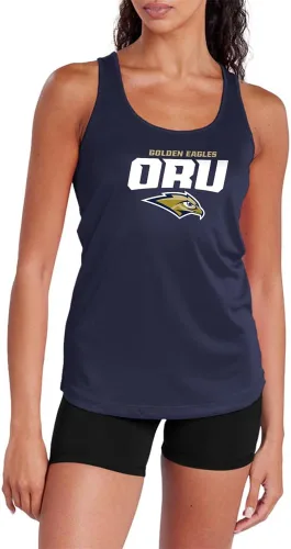 Vista 254 de Camiseta deportiva sin mangas oficial de NCAA Collegiate para mujer, con espalda cruzada, colección con logotipo primario