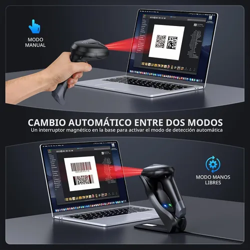 Vista 4 de TEEMI Escáner de código de barras Bluetooth TMSL-56CR con base de carga USB