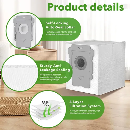 Vista 7 de Paquete de 20 bolsas de vacío para iRobot Roomba i7 i7+ i8 i8+ i3 i3+ i4 i4+ i6 i6+ j7 j7+ s9 s9+, s9plus, I & S & J Series Clean Base Bolsas
