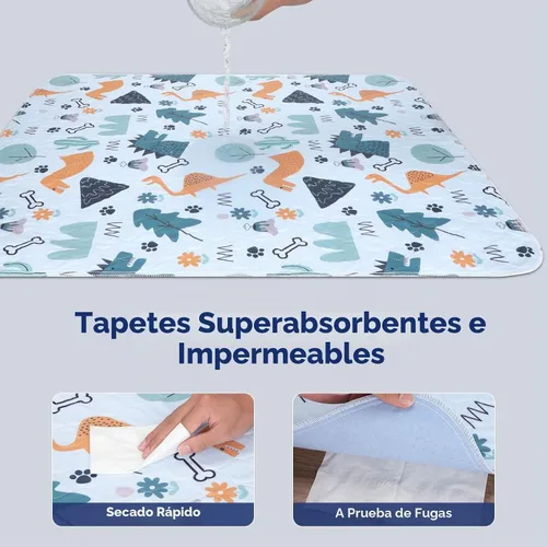 Vista 2 de Almohadillas lavables para orina para perros, 2 paquetes pequeños de 18"x24", almohadillas reutilizables súper absorbentes para cachorros Azul oscuro