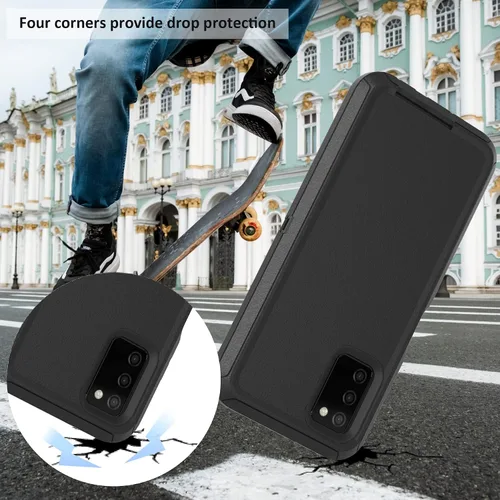 Vista 5 de Funda compatible con Samsung Galaxy A02s, con protectores de pantalla, resistente, a prueba de golpes, protección de cuerpo completo, con funda