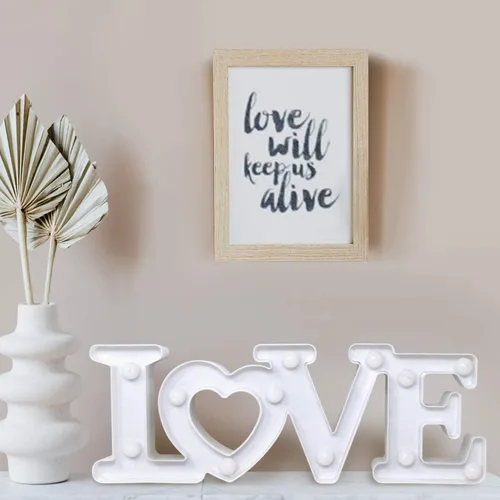 Vista 7 de Letrero de amor con luces, decoración del día de San Valentín, letras de marquesina de amor, decoración romántica iluminada de mesa para boda y Rojo