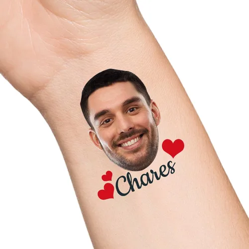 Vista 26 de Tatuajes temporales personalizados con texto de nombre, tatuaje temporal personalizado con logotipo fotográfico para adultos, parejas, mujeres