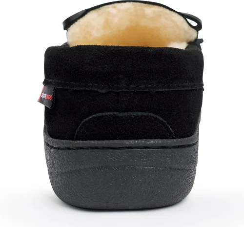 Vista 9 de Alpine Swiss Sabine - Pantuflas tipo mocasín para mujer, zapato de casa de gamuza auténtica, plantilla de espuma viscoelástica, piel de oveja Negro