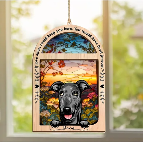 Vista 217 de LOVELYPOD Adorno de Navidad personalizado de sabueso afgano, atrapasoles con nombre, regalos de pérdida de mascotas, regalos para amantes