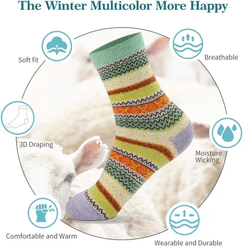 Vista 6 de FYC - Calcetines de invierno, para mujer, cálidos, de lana suave y gruesa, regalo de Navidad, calcetines deportivos acogedores, regalo para mujer