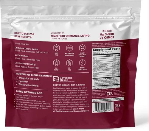 Vista 6 de Real Ketones MCT & BHB - Paquetes de mezcla de bebidas de cetonas exógenas Elevate Keto electrolitos en polvo, sin azúcar, con 4 electrolitos