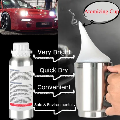 Vista 3 de Líquido de restauración de faros delanteros de automóvil de 6.8 onzas líquidas, kit de restauración de faros, botella de recarga, líquido