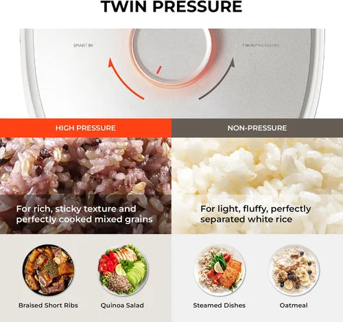 Vista 7 de CUCKOO Olla arrocera a presión doble de 6 tazas sin cocer / 12 tazas cocidas con tecnología de calentamiento por inducción, sistema de presión