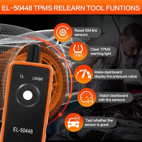 Vista 2 de Herramienta de reaprendizaje TPMS para sensor de neumáticos de automóvil, FIRSTOOL EL-50448 TPMS herramienta de reinicio de neumáticos, herramienta