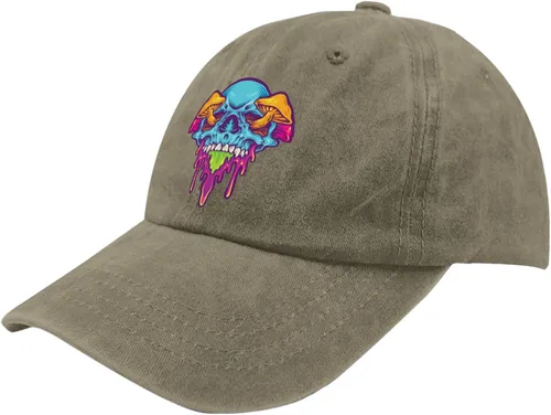 Vista 2 de devor Gorras de béisbol de hongo mágico con calavera psicodélica, divertida gorra de béisbol para hombres