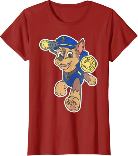 Vista 51 de Paw Patrol Chase Character Patch - Camiseta negra de manga corta con cuello redondo y ajuste clásico, talla S Negro