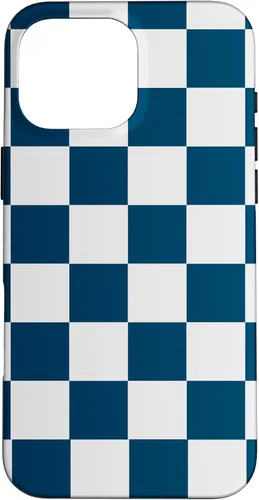 Vista 18 de Checkered Navy Blue and White Checkerboard Case for iPhone 17