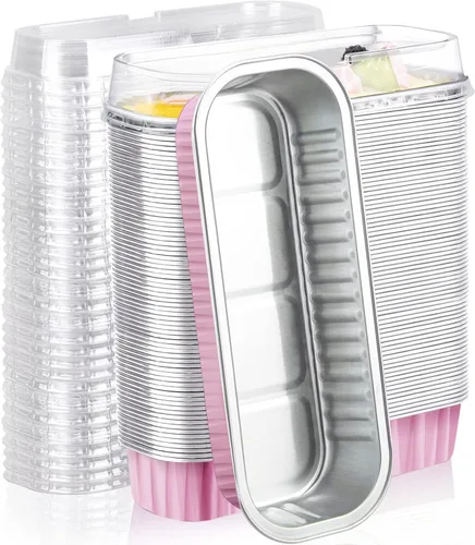 Vista 25 de EUSOAR Forros para magdalenas con tapas, 30 unidades de ramekins de papel de aluminio de 6.8 oz, mini moldes para pan de aluminio desechables