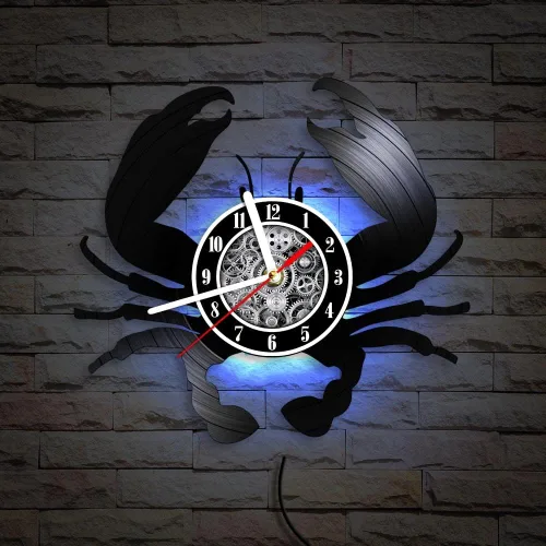 Vista 9 de The Geeky Days Big Crab - Reloj de pared LED con mando a distancia, 7 colores, luz de 12 pulgadas, cuarzo silencioso, náutico, océano, mariscos