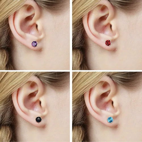 Vista 3 de Juego de 15 pares de pendientes de acero inoxidable para mujer
