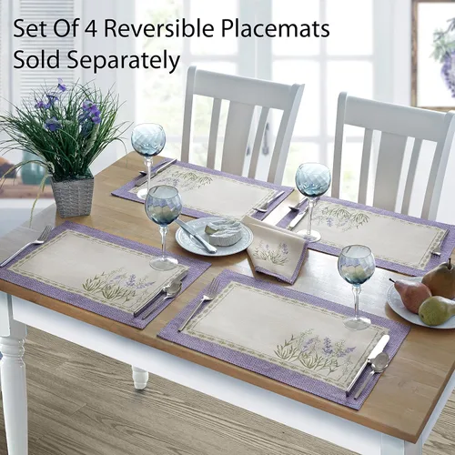 Vista 4 de Home Bargains Plus Provence - Juego de 8 servilletas cuadradas, estampado floral de campo de lilas Blanchard, resistentes a las arrugas y a