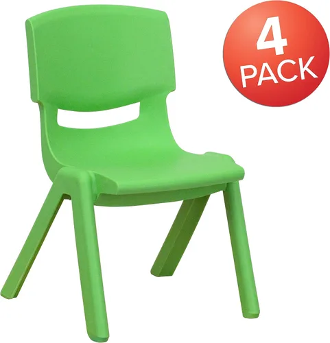 Vista 103 de Flash Furniture - Silla escolar apilable de plástico azul con altura de asiento de 10 1/2 pulgadas Construcción duradera, uso comercial