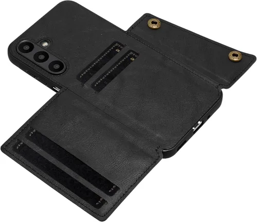 Vista 9 de Funda compatible con OnePlus Nord 2 5G DN2101 DN2103 Kickstand [piel sintética + carcasa + tarjetero] 2 en 1 cubierta magnética negra