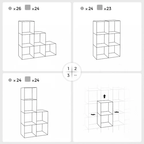Vista 7 de SONGMICS Paquete de organizador de almacenamiento en cubos con zapatero, gabinete de plástico personalizable, unidad de almacenamiento modular