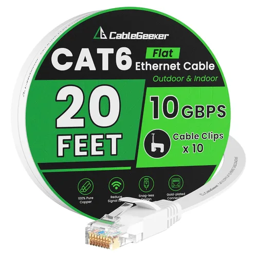 Vista 35 de Cable Ethernet Cat 6 de 10 pies, paquete de 2 unidades, para interiores y exteriores, red de Internet de 10 Gbps de alta velocidad, cable Ethernet