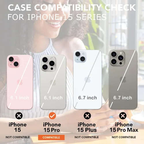 Vista 2 de uCOLOR Funda compatible con iPhone 15 Pro de 6.1 pulgadas, [probada en caídas de 8 pies], diseño a prueba de golpes, funda protectora delgada