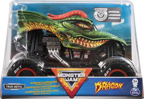 Vista 9 de Monster Jam, Camión monstruo dragón oficial, vehículo fundido a presión, escala 1:24