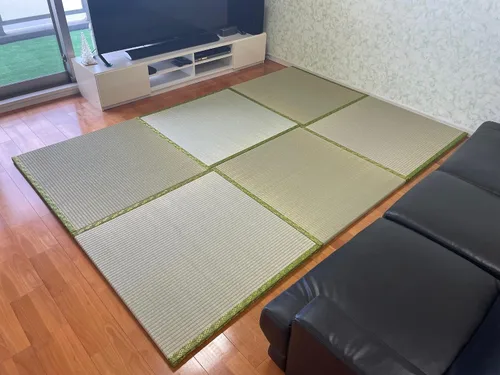 Vista 2 de Warabi Tatami - Tapete para sala de estar, colchón, alfombra, colchón portátil, cama japonesa, Igusa Rush Hecho en Japón, 33.5 x 33.5 pulgadas