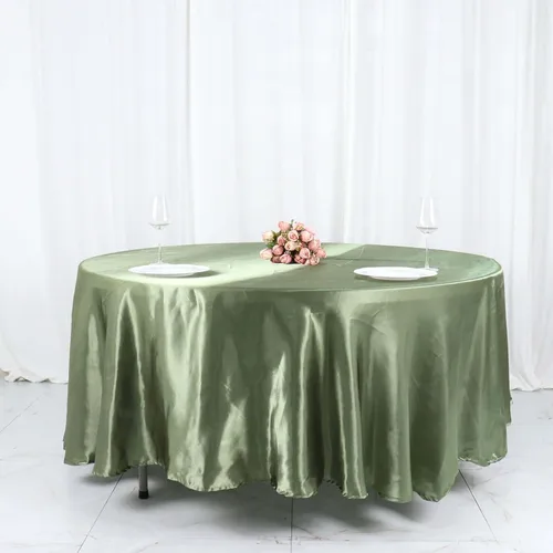 Vista 7 de Tableclothsfactory Mantel redondo de satén para cocina, comedor, catering, boda, fiesta de cumpleaños, eventos