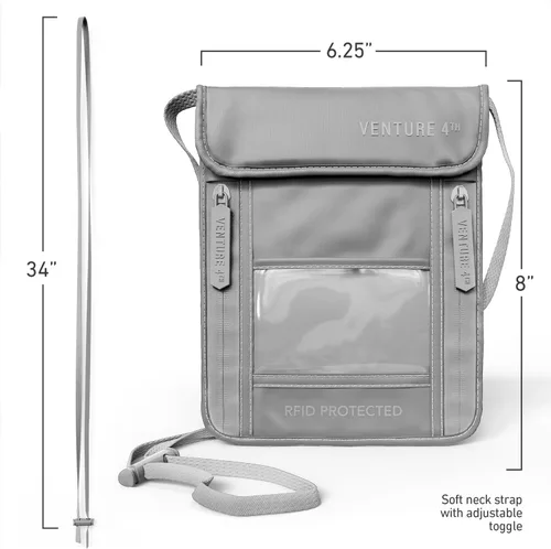 Vista 49 de Venture 4th bolsa de cuello de viaje con traba RFID, gris), V4-01-NP-GR