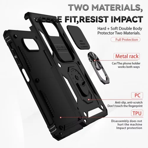 Vista 3 de Funda para Poco X3 NFC/Poco X3Pro/PocoX3 con protector de pantalla de vidrio templado y cubierta de cámara deslizante, anillo magnético Soporte