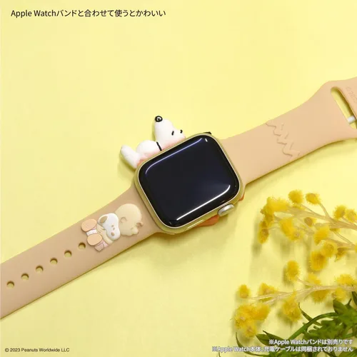 Vista 6 de Gourmandies SNG-787B Peanuts Snoopy Apple Watch Cable de carga original compatible con cubierta de silicona para perro