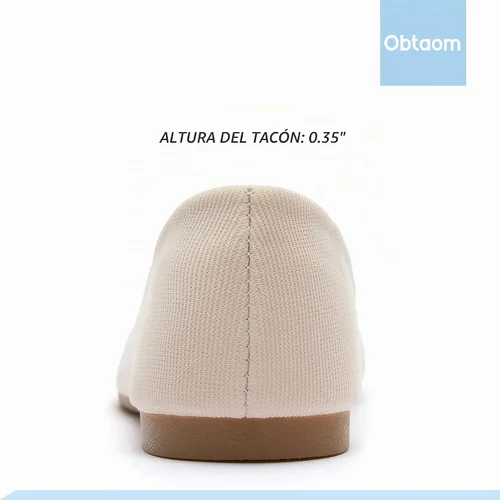 Vista 4 de Obtaom Zapatos planos de puntera redonda para mujer, zapatos de ballet negros para niñas