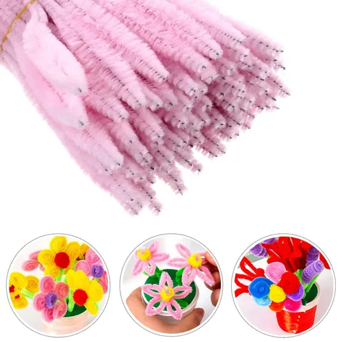 Vista 4 de 200 piezas giratorias con baches para decoración de tallos, varillas trenzadas, tubos flexibles hechos a mano, suministros peludos para hacer