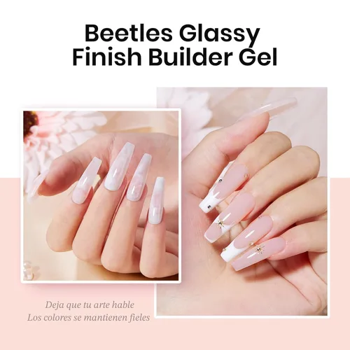 Vista 6 de Beetles Kit de Gel Duro para Uñas Clásico Neutro 3 Colores 9 en 1 Extensión de Uñas Esculpido de Alta Dureza para Profesionales de Salón Gel
