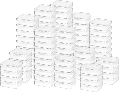 Vista 11 de SATINIOR 100 Piezas Cajas de Almacenamiento de Perlas de Plástico Transparente Cajas Pequeñas Claras con Tapa con Bisagras Estuche de Plástico