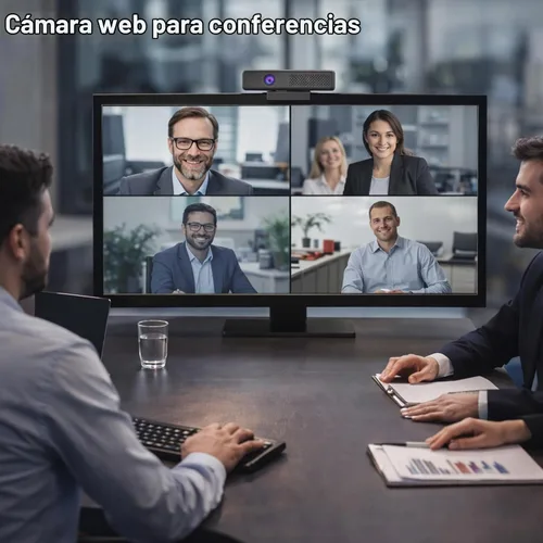 Vista 8 de ROTOPATA Cámara web de conferencia 3 en 1 Full HD 1080P con altavoz y 4