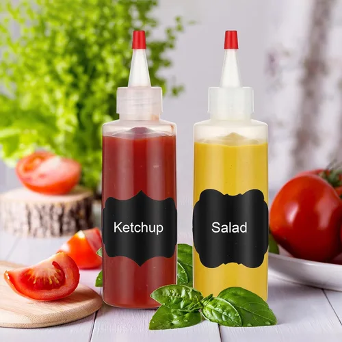 Vista 5 de Lounsweer 6 botellas pequeñas de plástico de 4 onzas con tapas, clásico