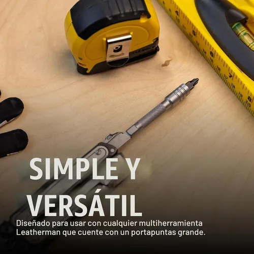 Vista 2 de LEATHERMAN, accesorio adicional para herramientas múltiples, extensor de desarmador de brocas, plateado Extiende el alcance de tornillos empotrados