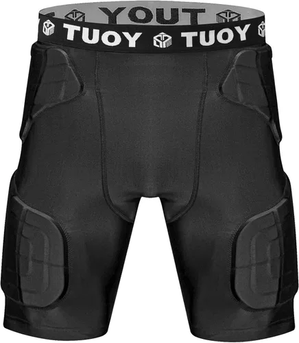 Vista 10 de Faja de fútbol acolchada para hombre, 5 almohadillas, almohadillas de fútbol integradas con protector de muslos para fútbol y béisbol