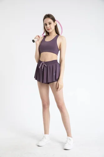 Vista 2 de Falda de tenis para correr, 2 en 1 para entrenamiento, pantalones cortos atléticos, faldas de patinador, falda de golf, cintura alta