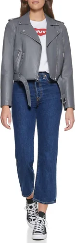 Vista 4 de Levi's Chaqueta de moto de piel sintética con cinturón para mujer (talla regular y grande)