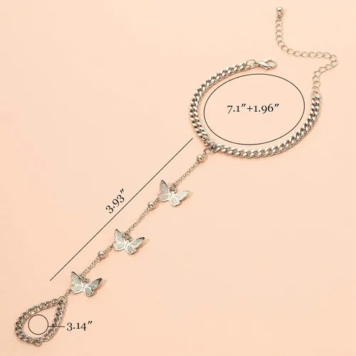 Vista 6 de Roe Dolph Pulsera de mano de plata para mujer, pulsera de anillo de dedo