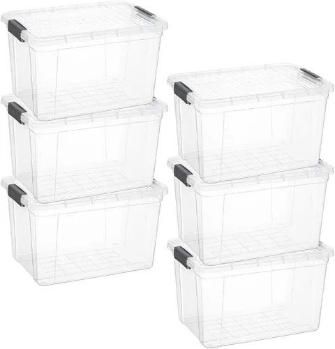 Vista 14 de Superio Contenedor de plástico transparente de 7.4 cuartos con tapa, no tóxico, sin BPA, sin olor, caja de almacenamiento organizadora, recipiente