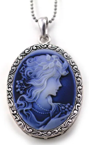 Vista 2 de Soulbreezecollection Collar con colgante de camafeo azul para mujer, No aplicable