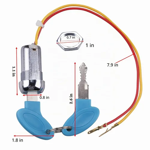 Vista 4 de Paquete de 2 interruptores de encendido de 2 cables, interruptor de arranque con 4 teclas de encendido y apagado para scooter eléctrico, ATV