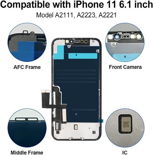 Vista 3 de EFAITHFIX para iPhone 11 Reemplazo de pantalla LCD de 6.1 pulgadas, ensamblaje de marco, pantalla LCD y digitalizador de pantalla táctil 3D con kit