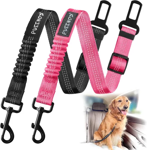Vista 11 de 2 paquetes de cinturón de seguridad para perro ajustable para coche, cinturones de seguridad de nailon para vehículo, cinturón de seguridad