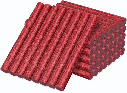 Vista 18 de Manarty Barra de pegamento termofusible roja ladrillo, 48 unidades de 0.27" de diámetro x 4" de largo, barras de pegamento termofusible mini de Rojo