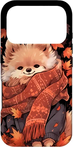 Vista 30 de Pomeranian Pom Autumn Fall Leaves Dog Thanksgiving Case for iPhone 17